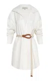 Andres Otalora Luz De Marfil Belted Cotton Poplin Mini Shirt Dress In Off-white