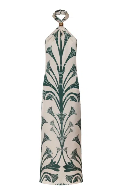 Andres Otalora Luz De Verano Satin Maxi Dress In Neutral
