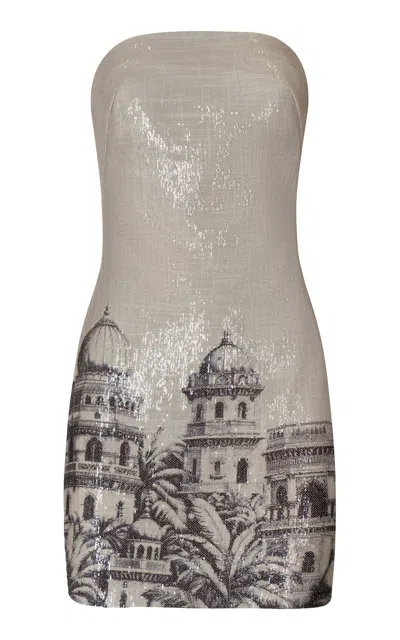 Andres Otalora Luz Eterna Sequined Mini Dress In Black,white