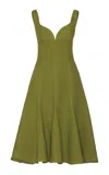 Andres Otalora Mais Bonita Sweetheart Linen Midi Dress In Green