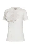 Andres Otalora Malta Floral-embellished Cotton-silk T-shirt In White