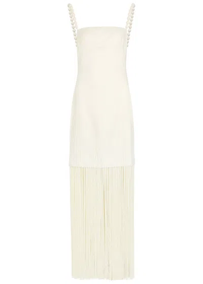 Andres Otalora Mar Caribe Fringed Linen Maxi Dress In Gold