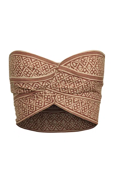 Andres Otalora Mar En Calma Linen Top In Brown