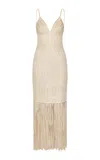 Andres Otalora Marea Lenta Fringed Linen-blend Midi Dress In White