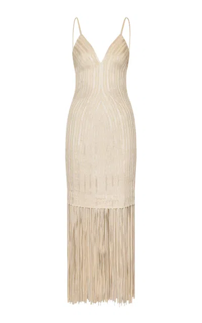 Andres Otalora M/area Lenta Fringed Maxi Dress In Ivory