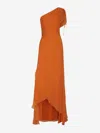 Andres Otalora Copitas Asymmetric Silk Chiffon Maxi Dress In Orange