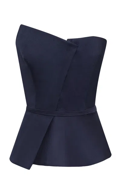 Andres Otalora Me Habitas Asymmetric Peplum Top In Blue