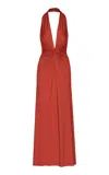 Andres Otalora Mendra Gathered Jersey Maxi Dress In Bronze