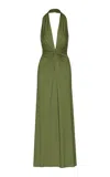 Andres Otalora Mendra Gathered Jersey Maxi Dress In Green