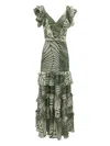 Andres Otalora Mesay Leaf-print Ruffled Maxi Dress In Green