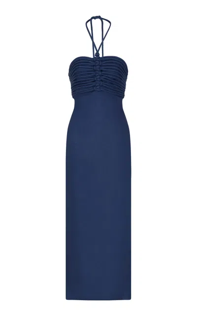Andres Otalora Mezcalitos Halter Linen Midi Dress