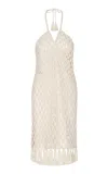 Andres Otalora Mi Caprichito Handmade Macrame Midi Dress In Ivory
