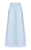 Andres Otalora Mi Diario Wide-leg Linen Pants In Blue