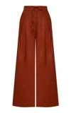 Andres Otalora Mi Diario Wide-leg Linen Pants In Brown