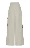 Andres Otalora Kushi High-waisted Linen Wide-leg Pants In Neutral