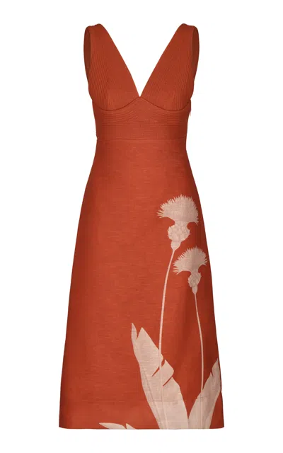 Andres Otalora Mi Poesia Printed Linen Midi Dress