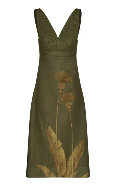 Andres Otalora Mi Poesia Printed Linen Midi Dress