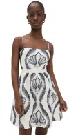 Andres Otalora Mi Recuerdo Embroidered Linen Mini Dress In Maxi Navy Embroidery