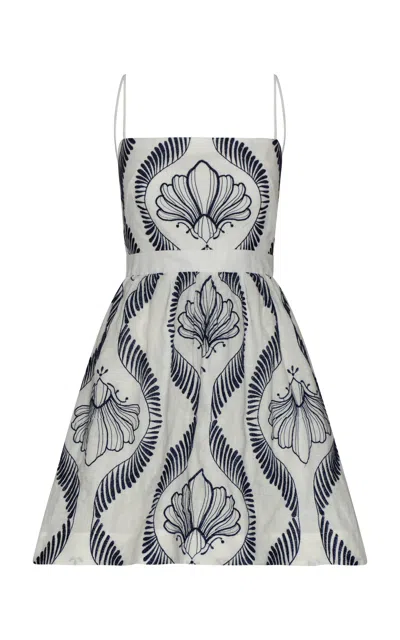 Andres Otalora Mi Recuerdo Embroidered Linen Mini Dress In White