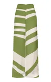 Andres Otalora Mi Suerte Wide-leg Satin Pants In Green