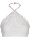 Andres Otalora Mil Islas Criss Cross Linen Crop Top In 白色