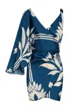 Andres Otalora Minee Asymmetric Satin Mini Dress In Navy