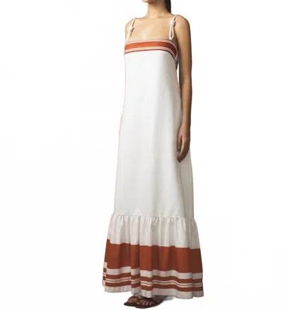 Andres Otalora Mis Raises Poplin Spaghetti Strap Maxi Dress In Orange Stripes In Multi