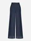 Andres Otalora Color Identidad Belted Tencel Flared-leg Pants In Cobalt Blue
