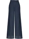 Andres Otalora Color Identidad Belted Tencel Flared-leg Pants In Blue