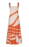 Andres Otalora Muito Voco Printed Linen Maxi Dress In Orange