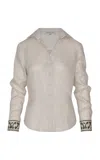 Andres Otalora Murmullo De Ti Embroidered Linen Shirt In Khaki