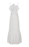 Andres Otalora Muy Caribeña Appliquéd Linen Gown In White