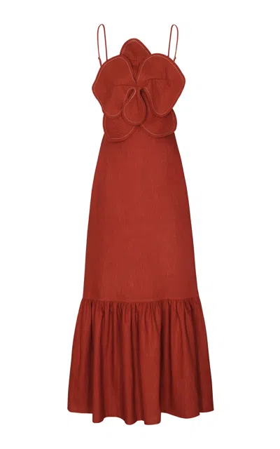 Andres Otalora Muy Caribeña Appliquéd Linen Gown