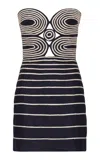 Andres Otalora Muy Poetica Embroidered Linen Mini Dress In Navy