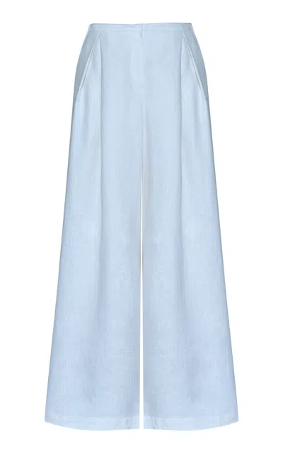 Andres Otalora Naces Tu Wide-leg Linen Pants In Blue