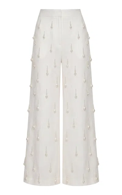 Andres Otalora Nebula Embellished Linen Pants In White