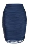 Andres Otalora Noche Estrellada Fringed Mini Skirt In Navy