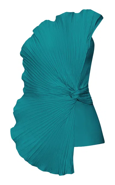 Andres Otalora Nudo Sagrado Pleated Linen Top In Green