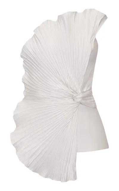 Andres Otalora Nudo Sagrado Pleated Linen Top In White