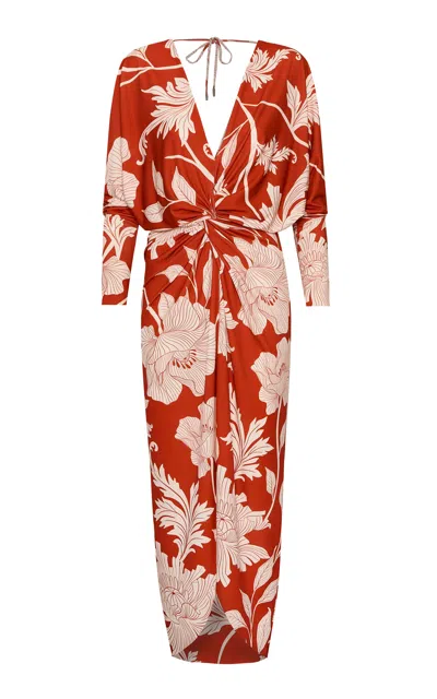 Andres Otalora Nuestro Presente Floral Jersey Maxi Dress In Red