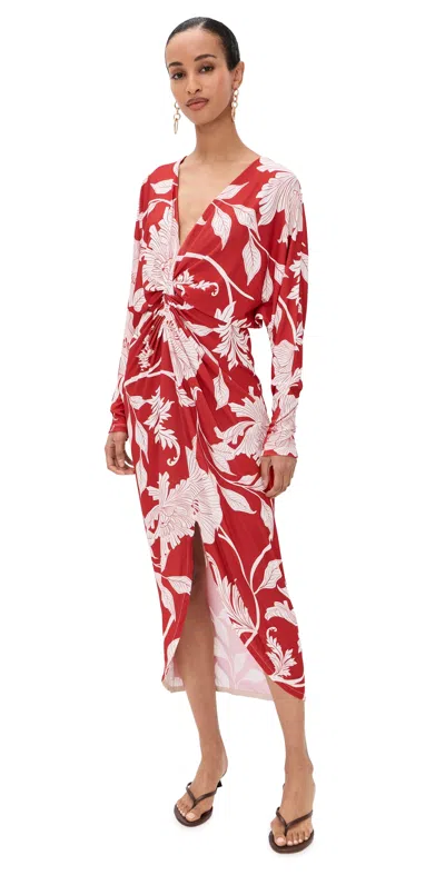 Andres Otalora Nuestro Presente Midi Dress Scarlet Florals In Multi