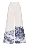 Andres Otalora Nuestro Verano Scenic-motif Linen Pants In White