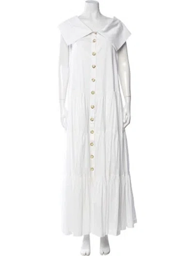 Pre-owned Andres Otalora Off-the-shoulder Long Dress In White