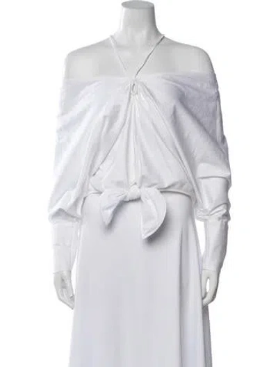 Pre-owned Andres Otalora Off-the-shoulder Long Sleeve Top W/ Tags In White