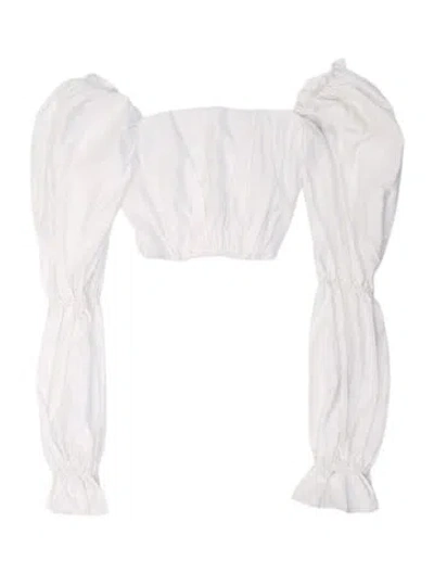 Pre-owned Andres Otalora Off-the-shoulder Sleeveless Crop Top In White