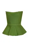 Andres Otalora Oliva Profundo Peplum Linen Top In Green