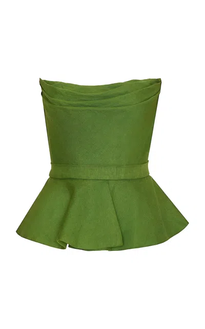 Andres Otalora Oliva Profundo Peplum Linen Top In Green