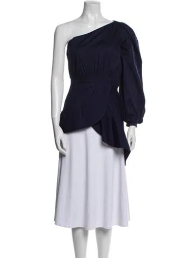 Pre-owned Andres Otalora One-shoulder Long Sleeve Tunic In Blue