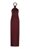 Andres Otalora Origenes Embellished Silk Maxi Dress In Burgundy