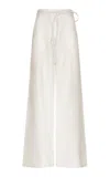 Andres Otalora Kushi High-waisted Linen Wide-leg Pants In Off-white